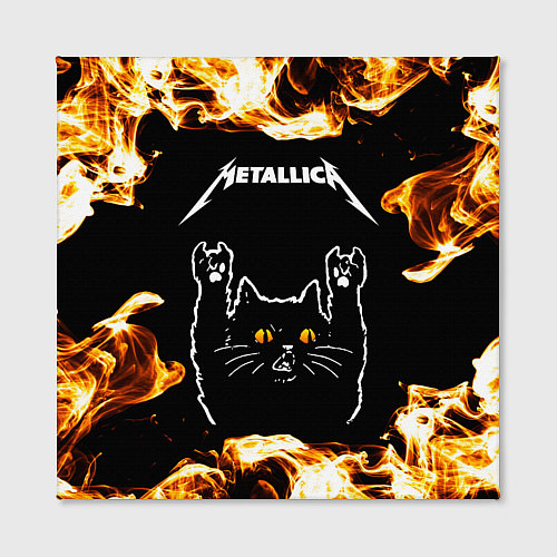 Картина квадратная Metallica рок кот и огонь / 3D-принт – фото 2