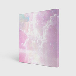 Холст квадратный Розовые облака на голубом небе, цвет: 3D-принт
