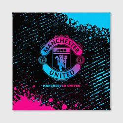 Холст квадратный Manchester United - neon gradient, цвет: 3D-принт — фото 2