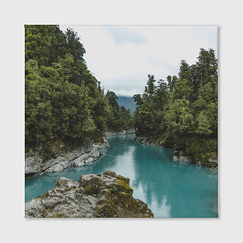 Картина квадратная Река, лес и скалы / 3D-принт – фото 2