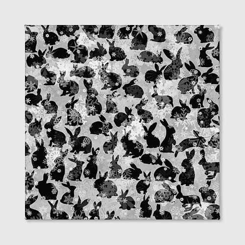 Картина квадратная Черные новогодние кролики / 3D-принт – фото 2