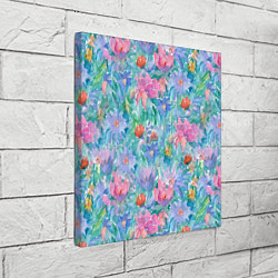 Холст квадратный Цветущий луг абстракция акварель, цвет: 3D-принт — фото 2