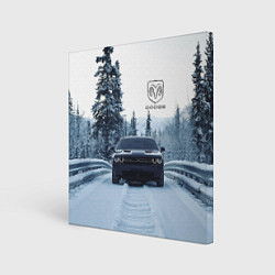 Картина квадратная Dodge in winter forest