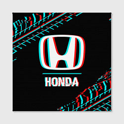 Холст квадратный Значок Honda в стиле glitch на темном фоне, цвет: 3D-принт — фото 2