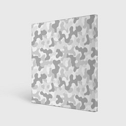 Холст квадратный Камуфляж цифра светло-серый крупный, цвет: 3D-принт