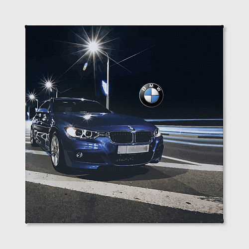Картина квадратная BMW на ночной трассе / 3D-принт – фото 2