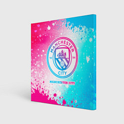 Холст квадратный Manchester City neon gradient style, цвет: 3D-принт