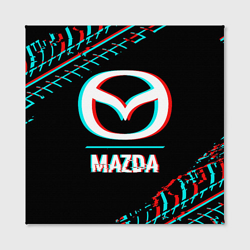 Картина квадратная Значок Mazda в стиле glitch на темном фоне / 3D-принт – фото 2