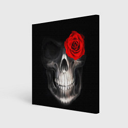 Холст квадратный Роза на черепе, цвет: 3D-принт