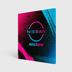 Холст квадратный Nissan - neon gradient, цвет: 3D-принт