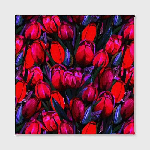 Картина квадратная Тюльпаны - поле красных цветов / 3D-принт – фото 2