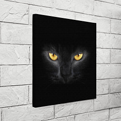 Холст квадратный Чёрная кошка с оранжевыми глазами, цвет: 3D-принт — фото 2