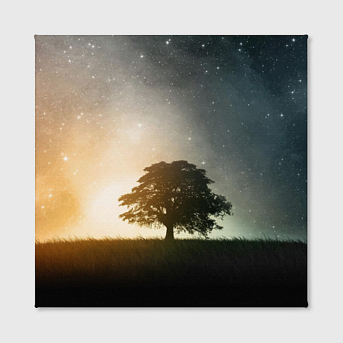 Картина квадратная Раскидистое дерево на фоне звёздного неба / 3D-принт – фото 2