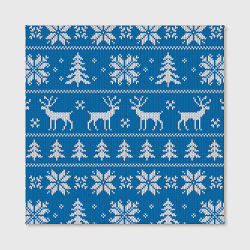 Картина квадратная Рождественский синий свитер с оленями / 3D-принт – фото 2