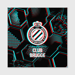Холст квадратный Club Brugge FC в стиле glitch на темном фоне, цвет: 3D-принт — фото 2
