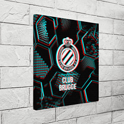 Холст квадратный Club Brugge FC в стиле glitch на темном фоне, цвет: 3D-принт — фото 2