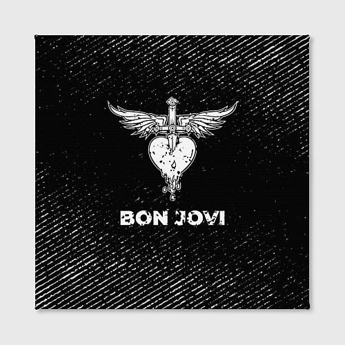 Картина квадратная Bon Jovi с потертостями на темном фоне / 3D-принт – фото 2