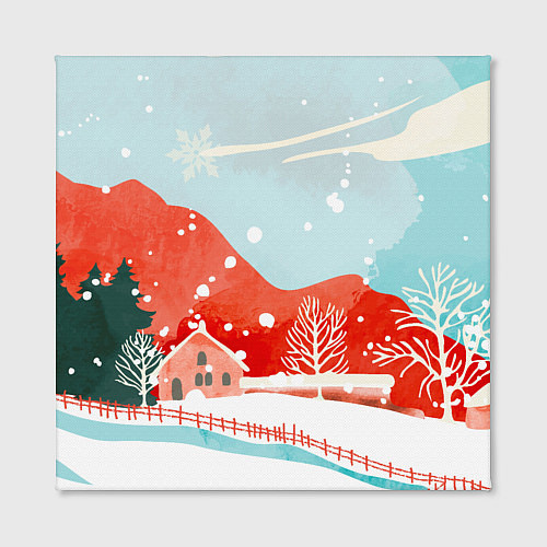 Картина квадратная Зимние новогодние горы / 3D-принт – фото 2