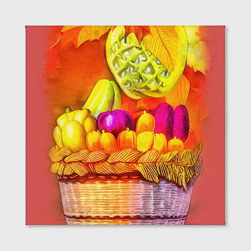 Картина квадратная Спелые фрукты и овощи в плетеной корзине / 3D-принт – фото 2