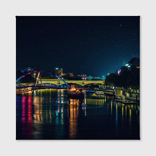 Картина квадратная Неоновый ночной город / 3D-принт – фото 2