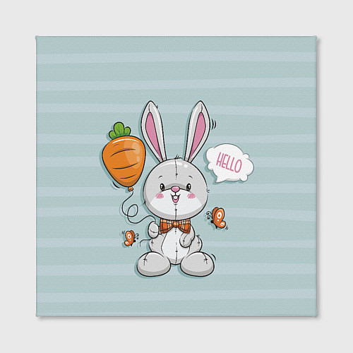 Картина квадратная Милый зайка с шариком-морковкой / 3D-принт – фото 2