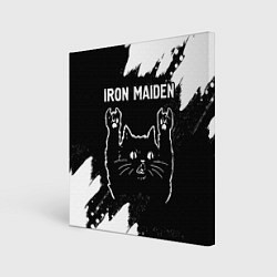 Холст квадратный Группа Iron Maiden и рок кот, цвет: 3D-принт