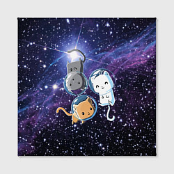 Холст квадратный Три котика в открытом космосе, цвет: 3D-принт — фото 2