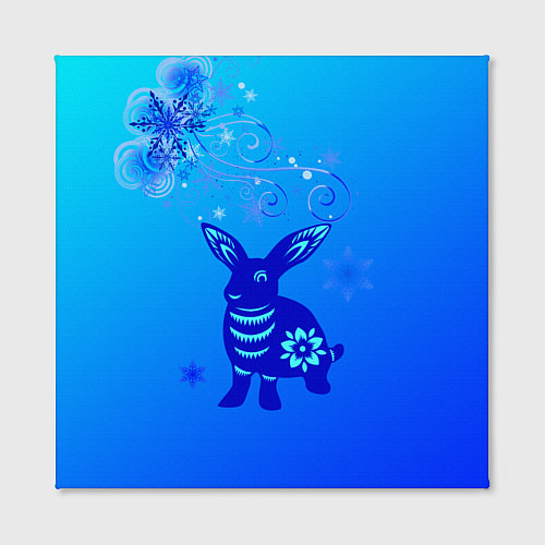 Картина квадратная Синий кролик и снежинки / 3D-принт – фото 2