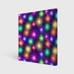 Холст квадратный Праздничный салют - фейерверк, цвет: 3D-принт