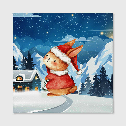 Картина квадратная Новогодний заяц снежный фон / 3D-принт – фото 2