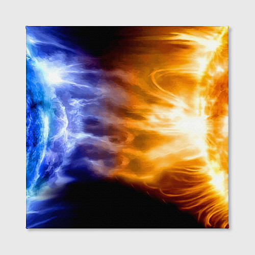 Картина квадратная Борьба двух стихий - лёд и пламя / 3D-принт – фото 2