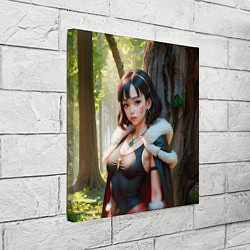 Холст квадратный Нейросеть - аниме девушка в лесу, цвет: 3D-принт — фото 2