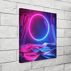 Холст квадратный Круг и разноцветные кристаллы - vaporwave, цвет: 3D-принт — фото 2