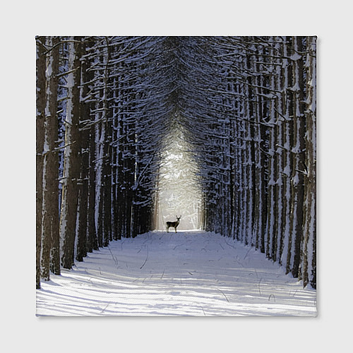 Картина квадратная Олень в зимнем лесу / 3D-принт – фото 2