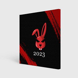 Холст квадратный Кролик 2023 суровый, цвет: 3D-принт
