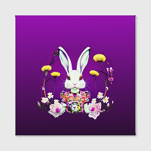 Картина квадратная Кролик с одуванчиками / 3D-принт – фото 2