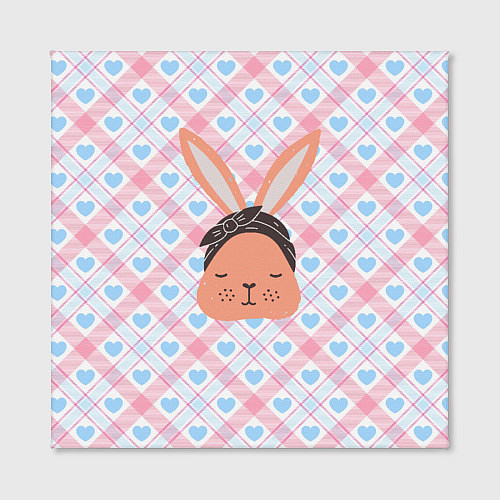 Картина квадратная Милый кролик и сердечки / 3D-принт – фото 2