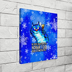 Холст квадратный Котик - не пора ли начинать Новый год нам отмечать, цвет: 3D-принт — фото 2