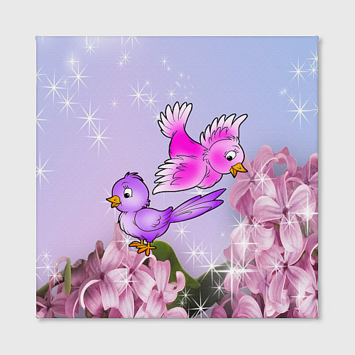 Картина квадратная Две пташки на цветочном фоне / 3D-принт – фото 2