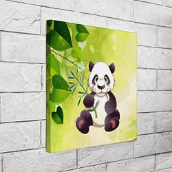 Холст квадратный Панда на фоне листьев, цвет: 3D-принт — фото 2