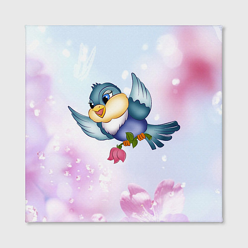 Картина квадратная Птица летит с цветком в лапах / 3D-принт – фото 2