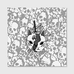 Холст квадратный ЧБ Кицунэ, цвет: 3D-принт — фото 2