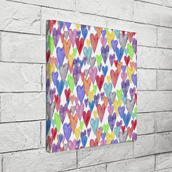 Холст квадратный Разноцветные сердечки Калейдоскоп, цвет: 3D-принт — фото 2