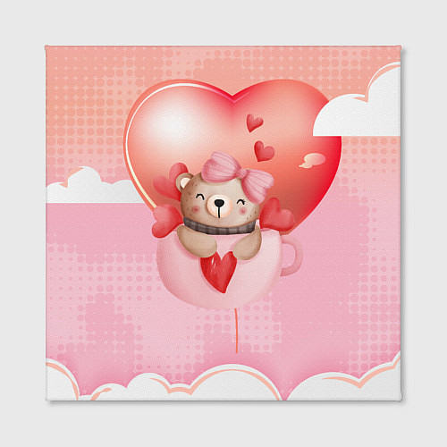 Картина квадратная Мишка в чашке с сердечком / 3D-принт – фото 2