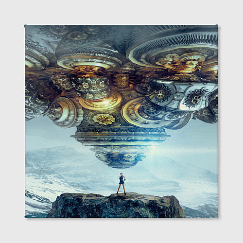 Картина квадратная Космический корабль и девушка / 3D-принт – фото 2