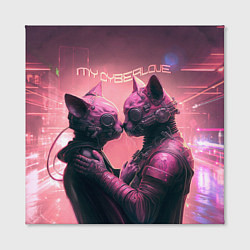 Холст квадратный Влюбленные кибер-котики, цвет: 3D-принт — фото 2