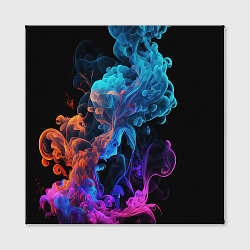 Картина квадратная Неоновый цветной дым на черном фоне / 3D-принт – фото 2