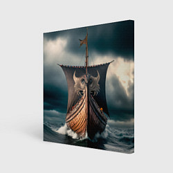 Картина квадратная Корабль в бушующем море
