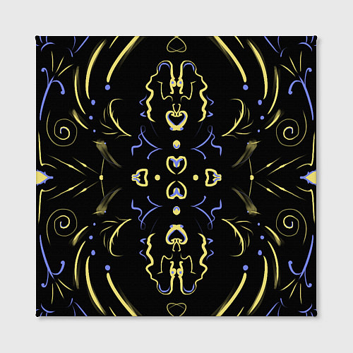 Картина квадратная Желто-синий узор на черном фоне / 3D-принт – фото 2