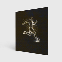 Холст квадратный Футболист с мячом в сетке, цвет: 3D-принт